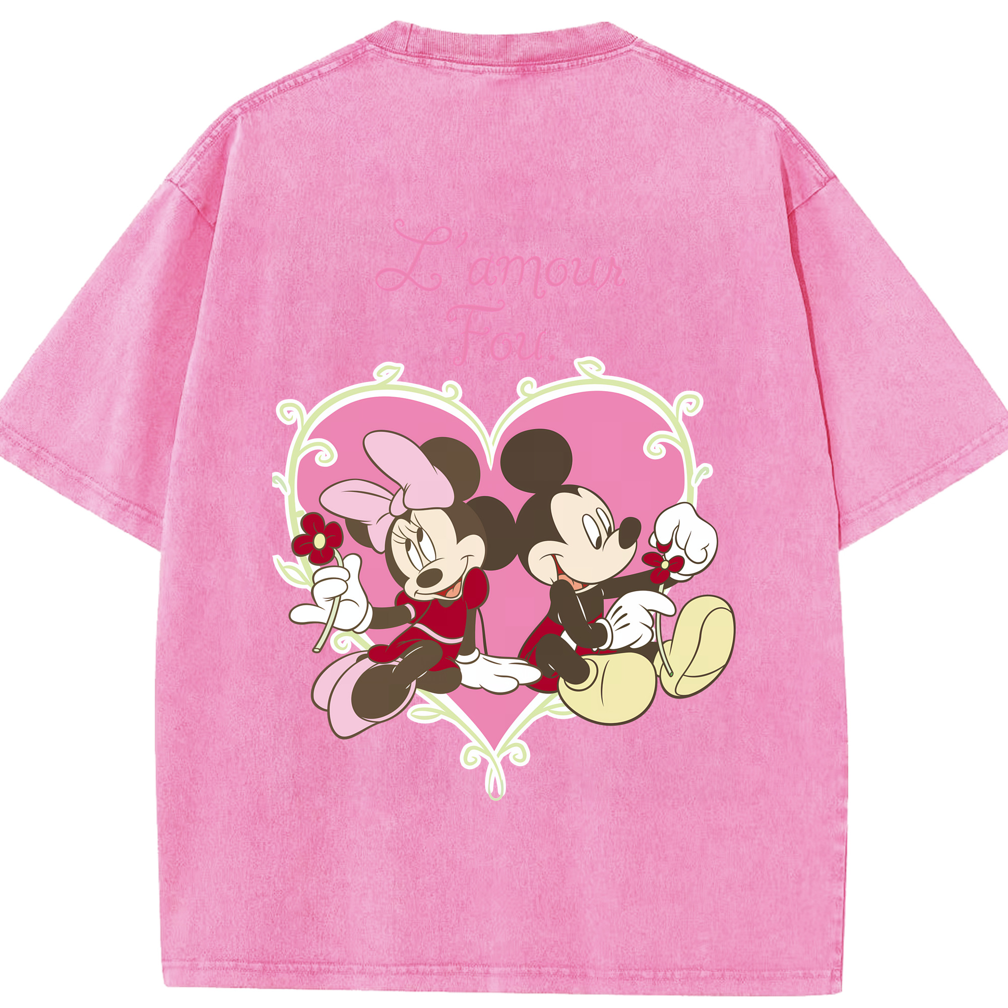 （画像用） ミッキーマウス Mickey Mouse 綿100% ヴィンテージ風 半袖Tシャツ（背面プリント）